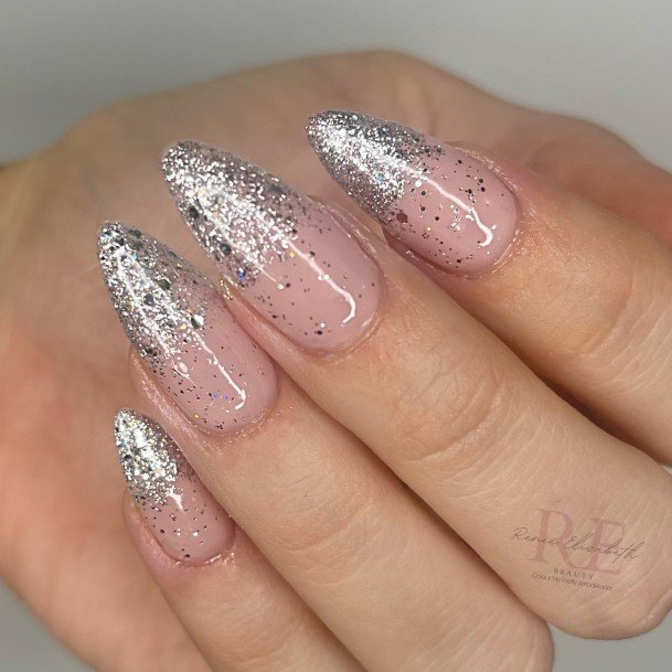 Ladies Silver Ombre Nail Design Inspiration