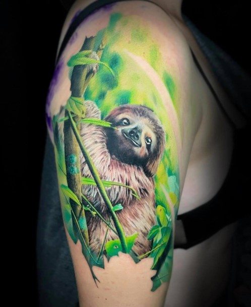 Ladies Sloth Tattoo Design Inspiration