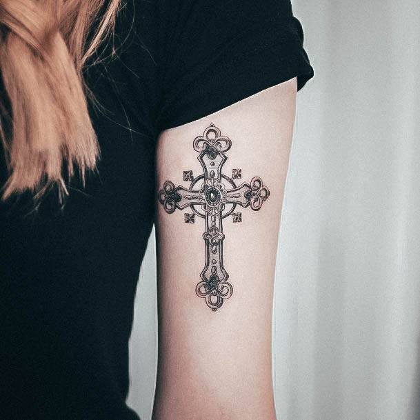 Ladies Small Cross Tattoo Design Inspiration