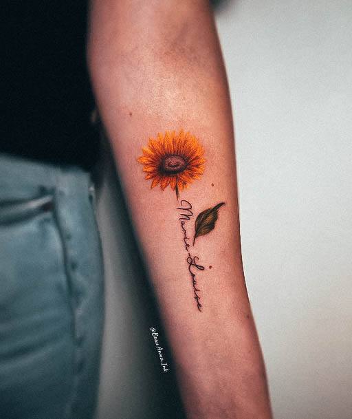 Ladies Small Sunflower Tattoo Design Inspiration