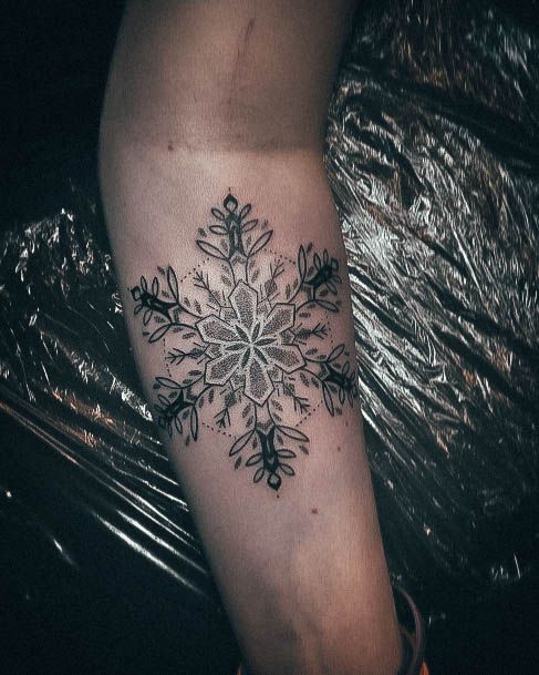 Ladies Snowflake Tattoo Design Inspiration