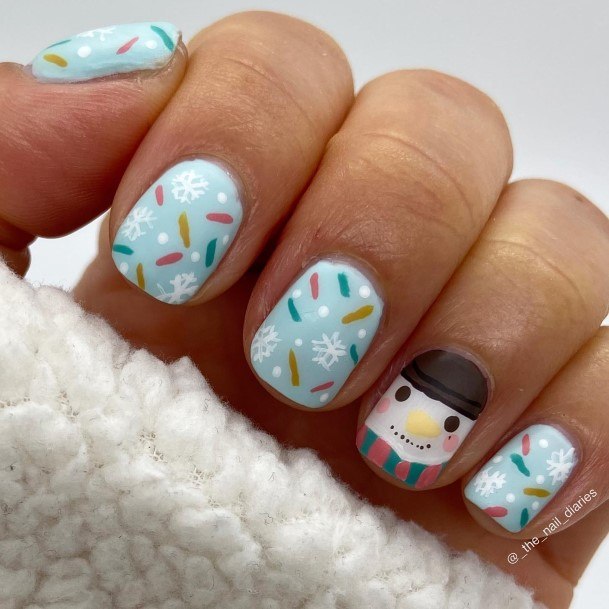 Ladies Snowman Nail Design Inspiration