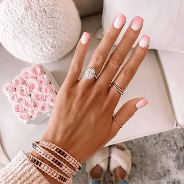 Ladies Square Ombre Nail Design Inspiration