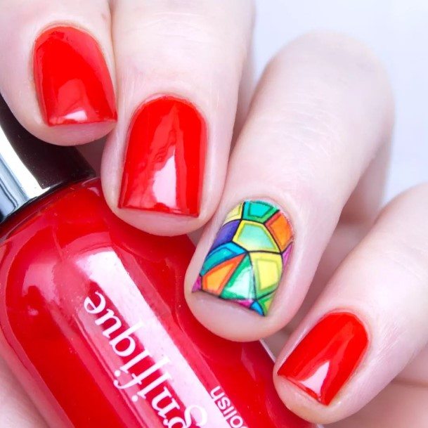 Ladies Stained Glass Nail Design Inspiration