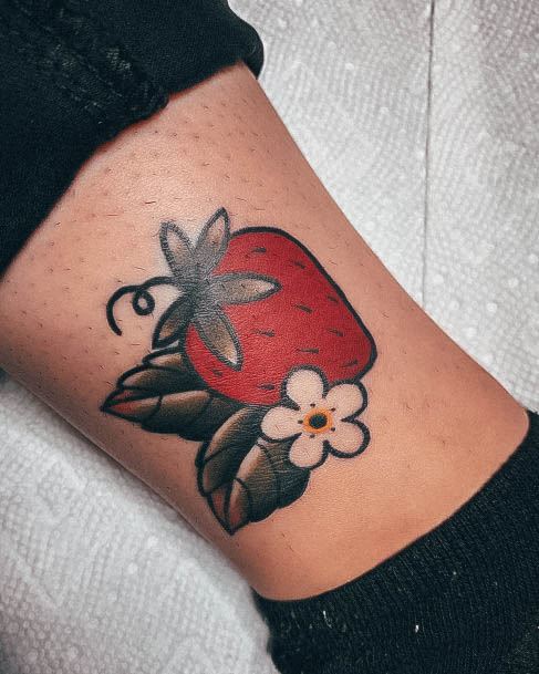 Ladies Strawberry Tattoo Design Inspiration