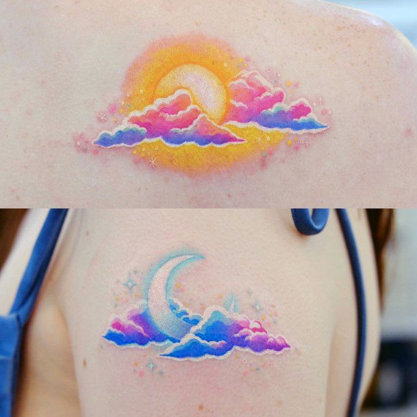 Ladies Sunset Sunrise Tattoo Design Inspiration