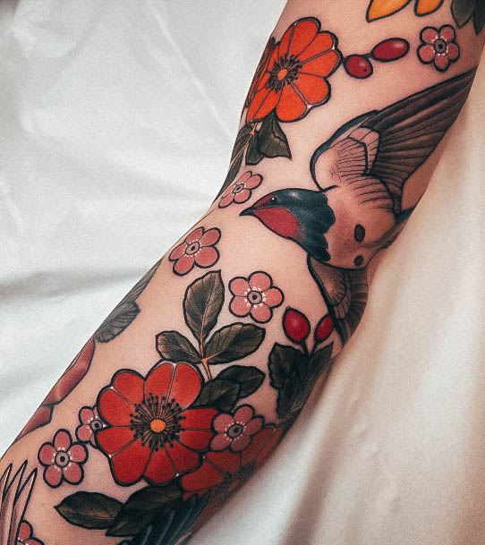 Ladies Swallow Tattoo Design Inspiration