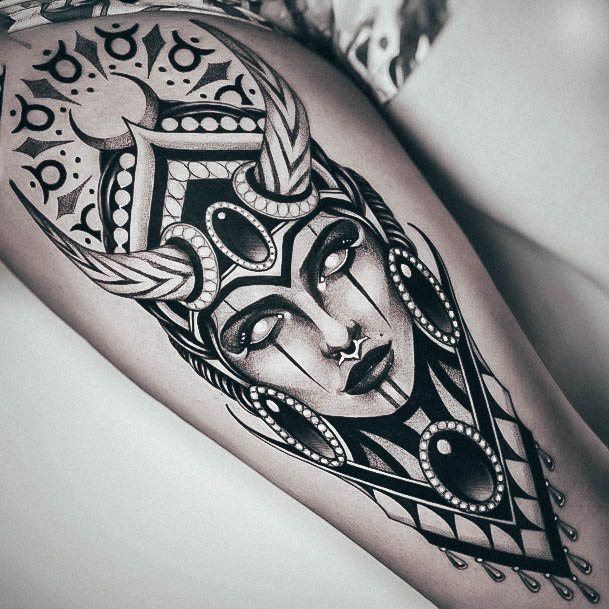 Ladies Taurus Tattoo Design Inspiration