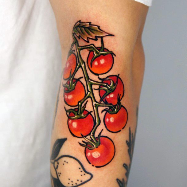 Ladies Tomato Tattoo Design Inspiration