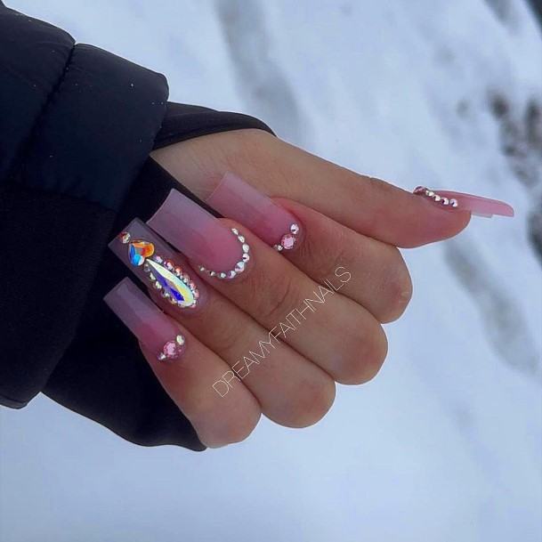 Ladies Translucent Pink Nail Design Inspiration