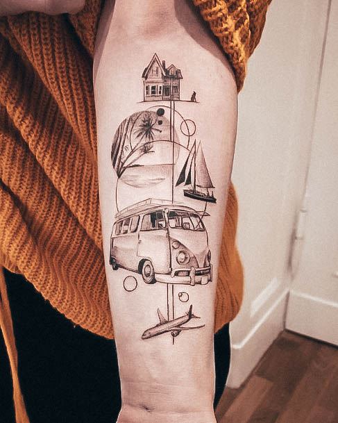 Ladies Travel Tattoo Design Inspiration