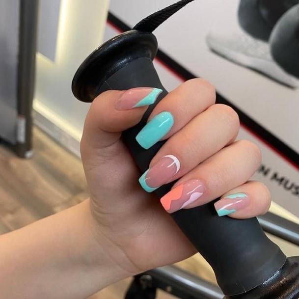 Ladies Turquoise Ombre Nail Design Inspiration