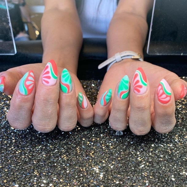 Ladies Watermelon Nail Design Inspiration