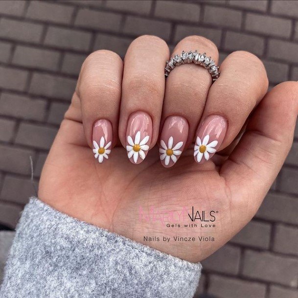 Ladies White And Nude Nail Design Inspiration