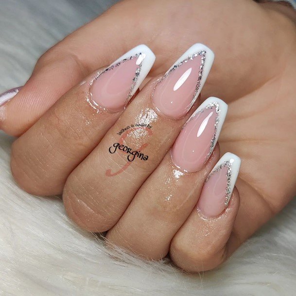 Ladies White French Nail Design Inspiration