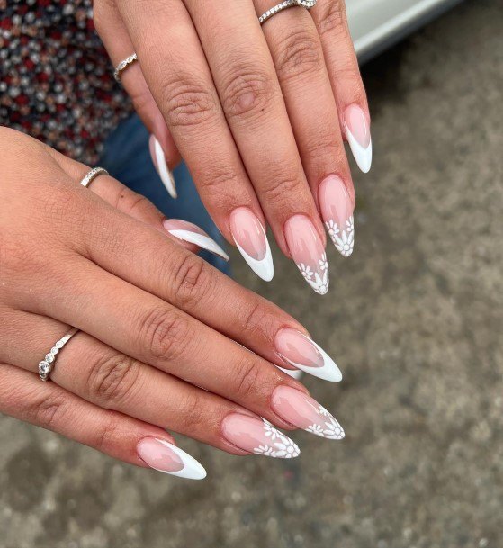 Ladies White French Tip Nail Design Inspiration