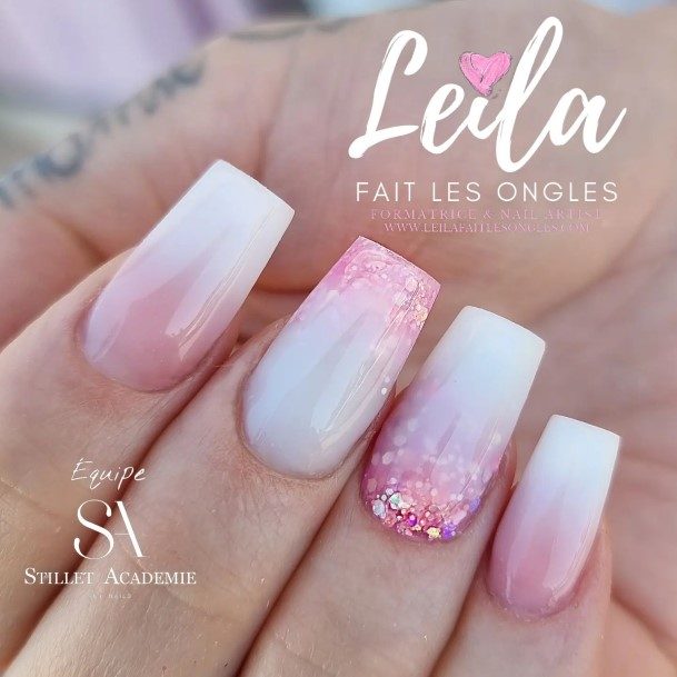 Ladies White Ombre Nail Design Inspiration