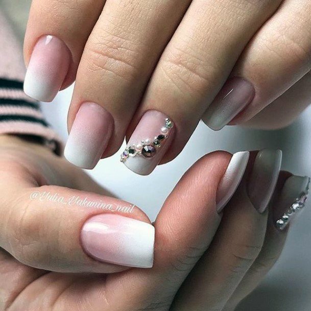 Ladies White Prom Nail Design Inspiration