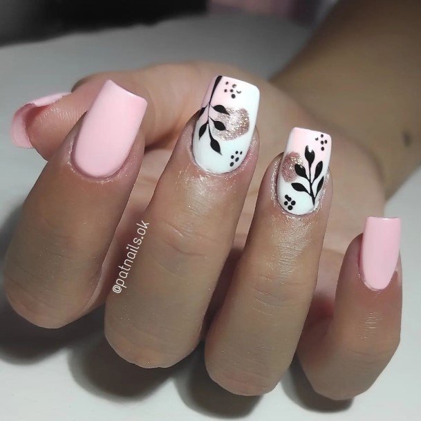 Ladies White With Flowers Nail Design Inspiration