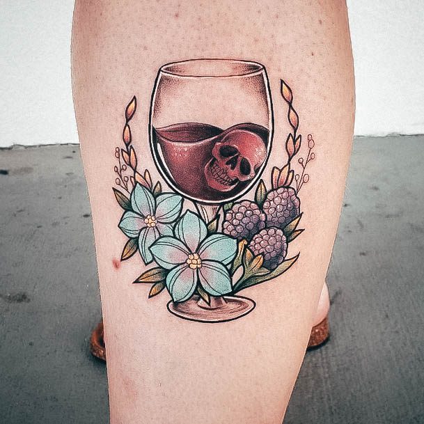 Ladies Wine Glass Tattoo Design Inspiration