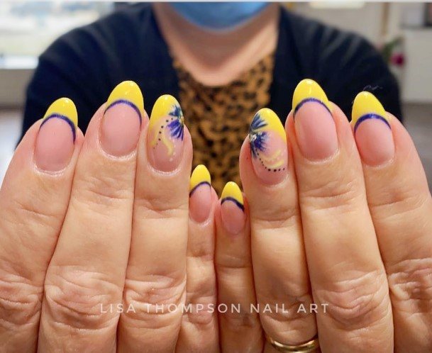 Ladies Yellow French Tip Nail Design Inspiration