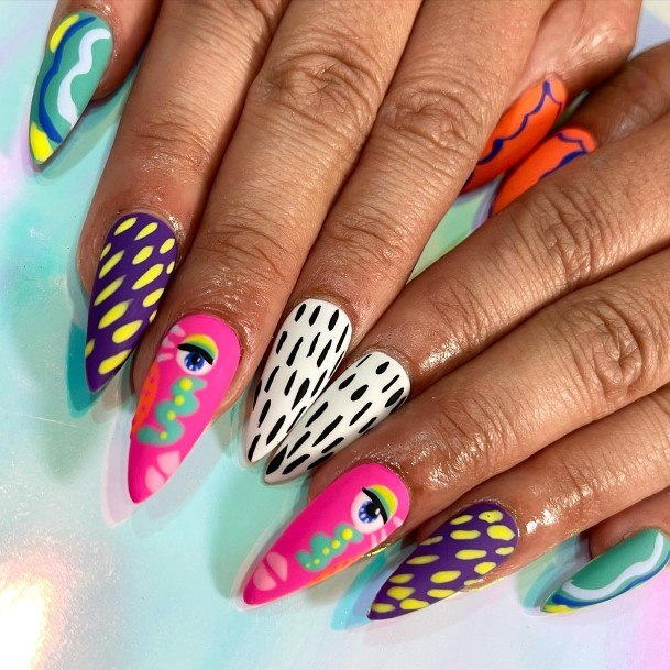 Lady With Elegant Abstract Nail Body Art