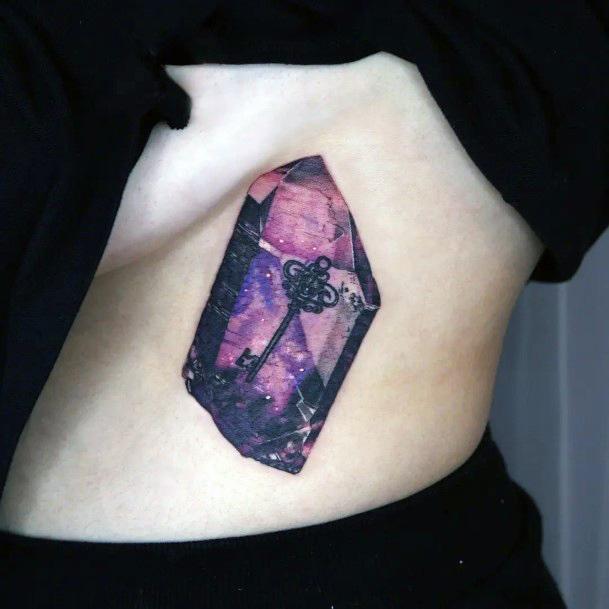 Lady With Elegant Amethyst Tattoo Body Art