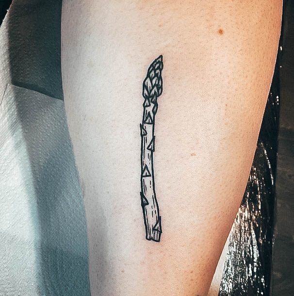 Lady With Elegant Asparagus Tattoo Body Art