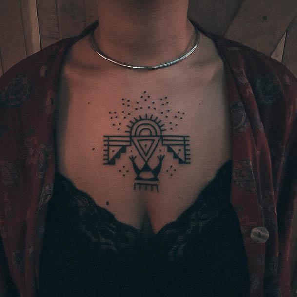 Lady With Elegant Aztec Tattoo Body Art