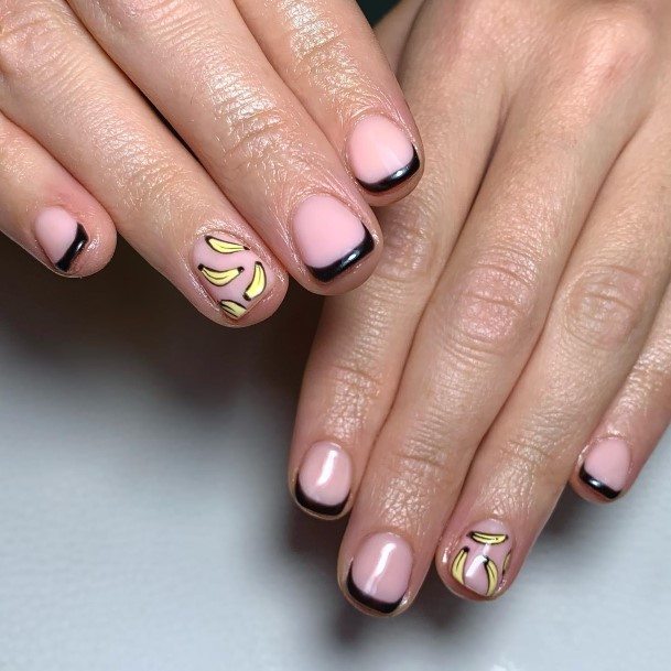 Lady With Elegant Banana Nail Body Art