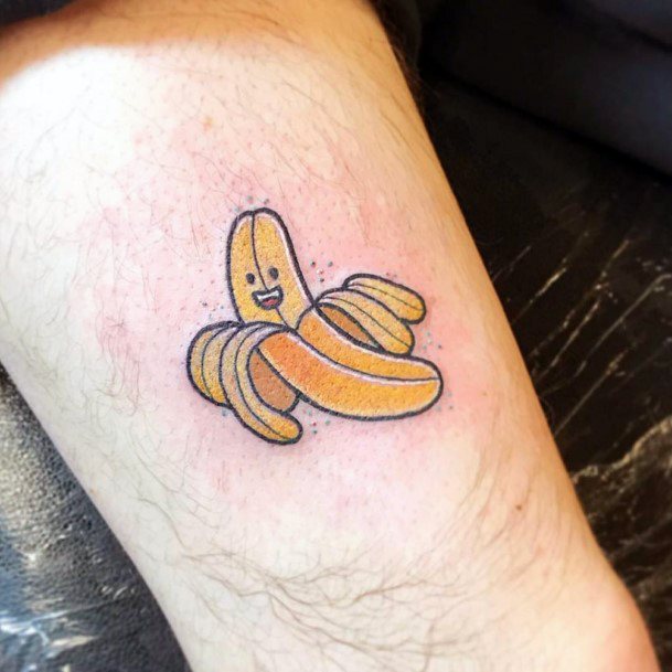 Lady With Elegant Banana Tattoo Body Art