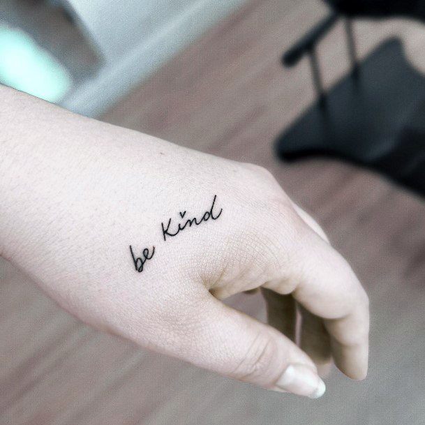 Lady With Elegant Be Kind Tattoo Body Art