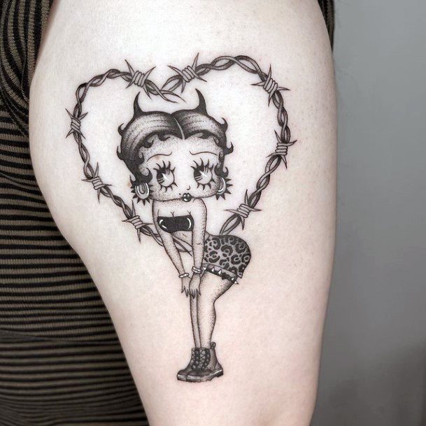 Lady With Elegant Betty Bop Tattoo Body Art