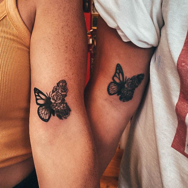 Lady With Elegant Bff Tattoo Body Art