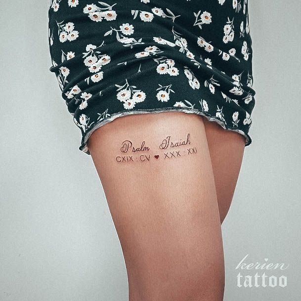 Lady With Elegant Bible Tattoo Body Art