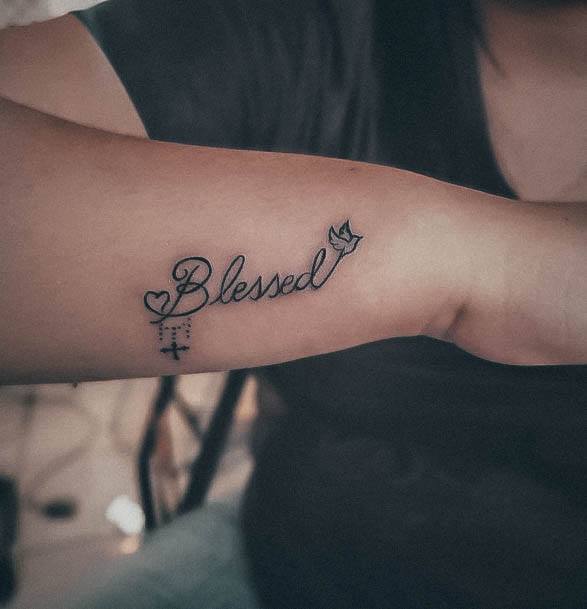 Lady With Elegant Blessed Tattoo Body Art