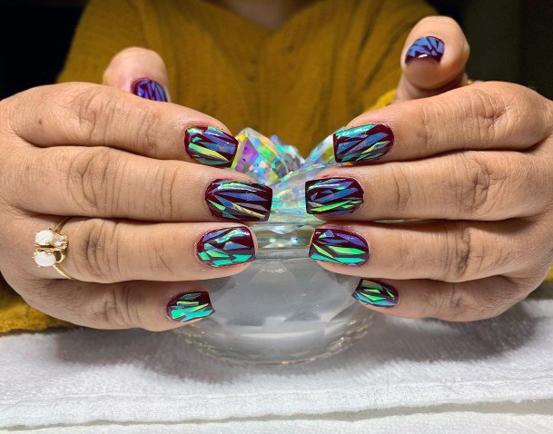 Lady With Elegant Broken Shattered Glass Nail Body Art