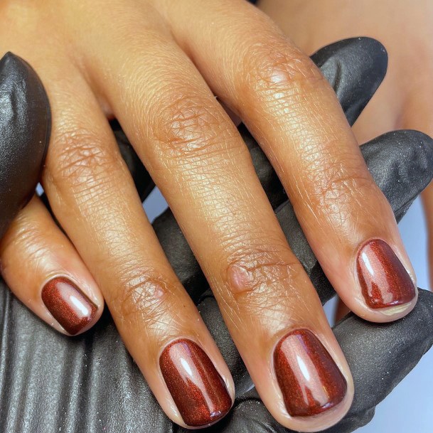 Lady With Elegant Brown Dress Nail Body Art