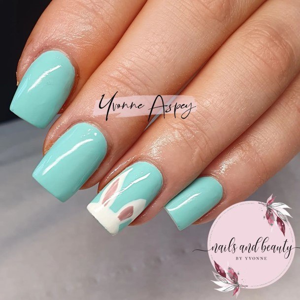 Lady With Elegant Bunny Nail Body Art