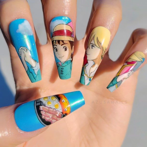 Lady With Elegant Cartoon Nail Body Art