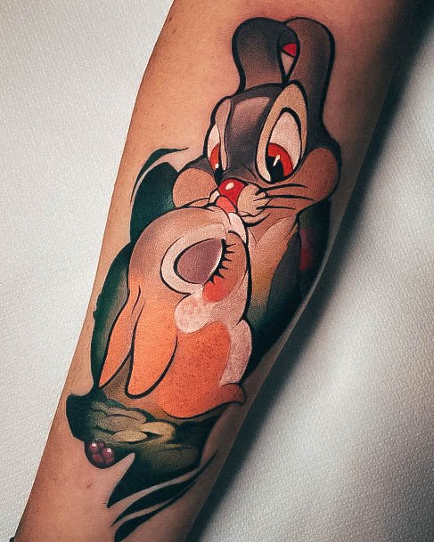 Lady With Elegant Cartoon Tattoo Body Art