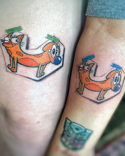 Lady With Elegant Catdog Tattoo Body Art