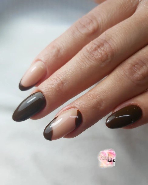 Lady With Elegant Chocolate Nail Body Art