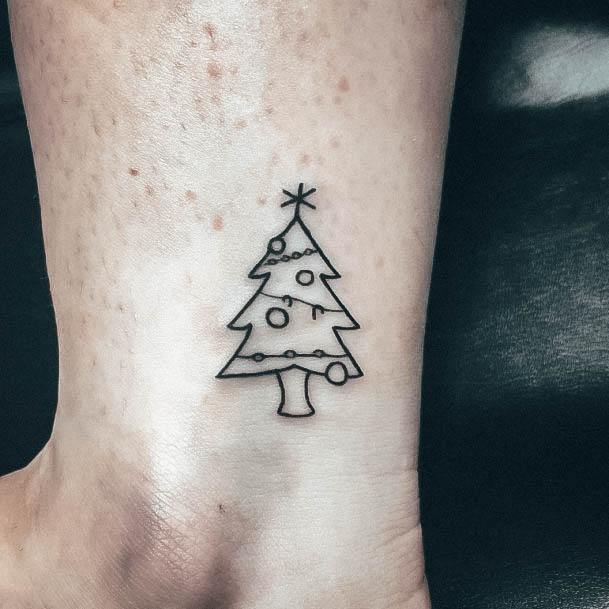 Lady With Elegant Christmas Tree Tattoo Body Art