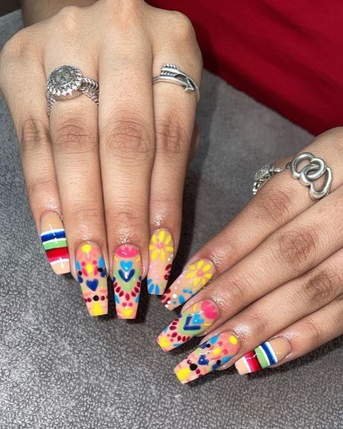 Lady With Elegant Cinco De Mayo Nail Body Art