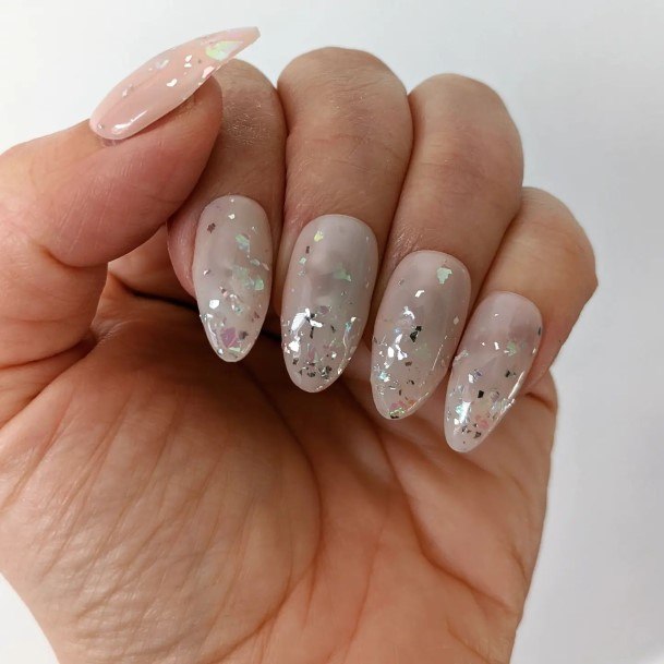 Lady With Elegant Confetti Nail Body Art