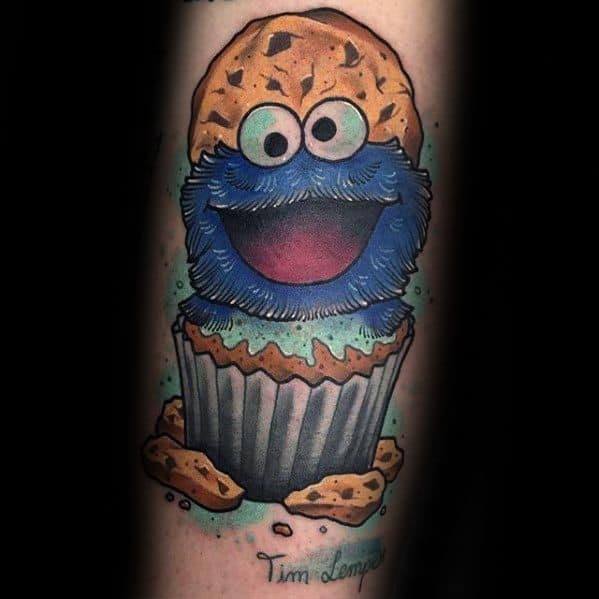 Lady With Elegant Cookie Monster Tattoo Body Art