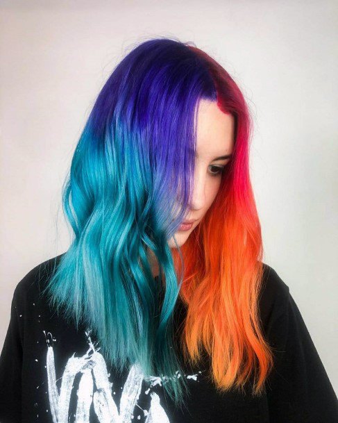 Lady With Elegant Cool Hair Dye Ideas Body Art