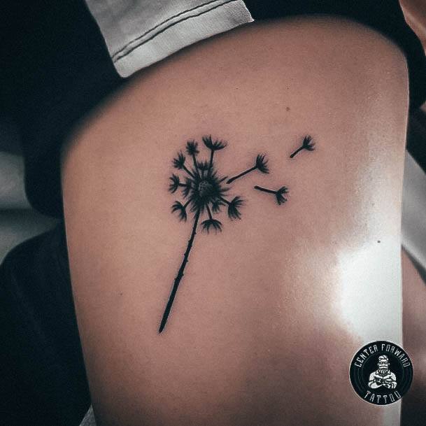 Lady With Elegant Dandelion Tattoo Body Art