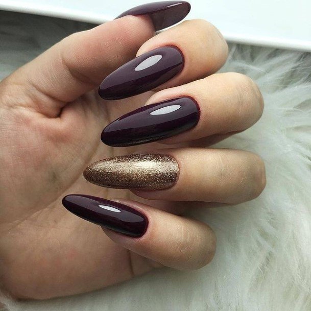 Lady With Elegant Dark Nail Body Art